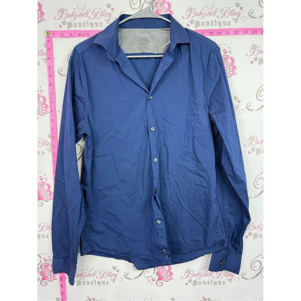 Calvin Klein extreme slim fit Navy Blue Long-Sleeve Button Shirt